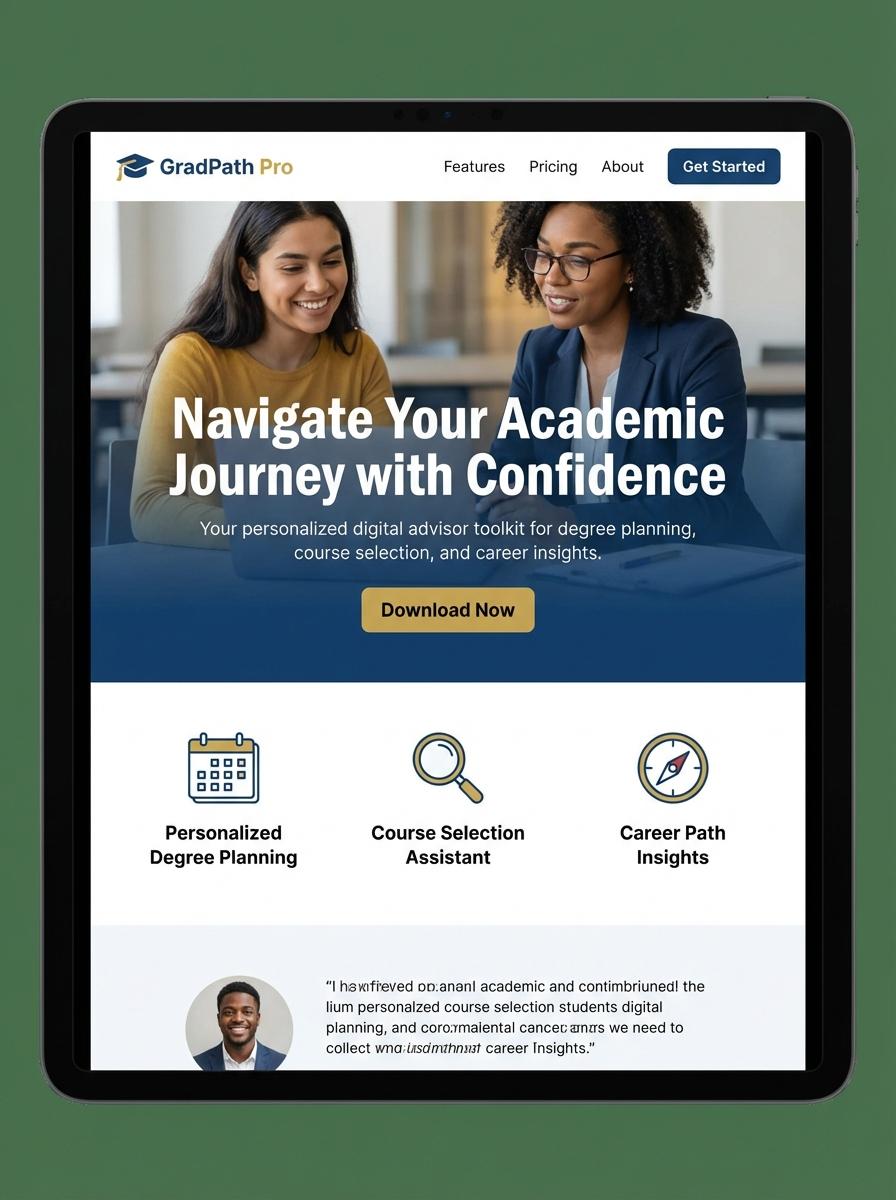 Landing page for digital product Academic advisor