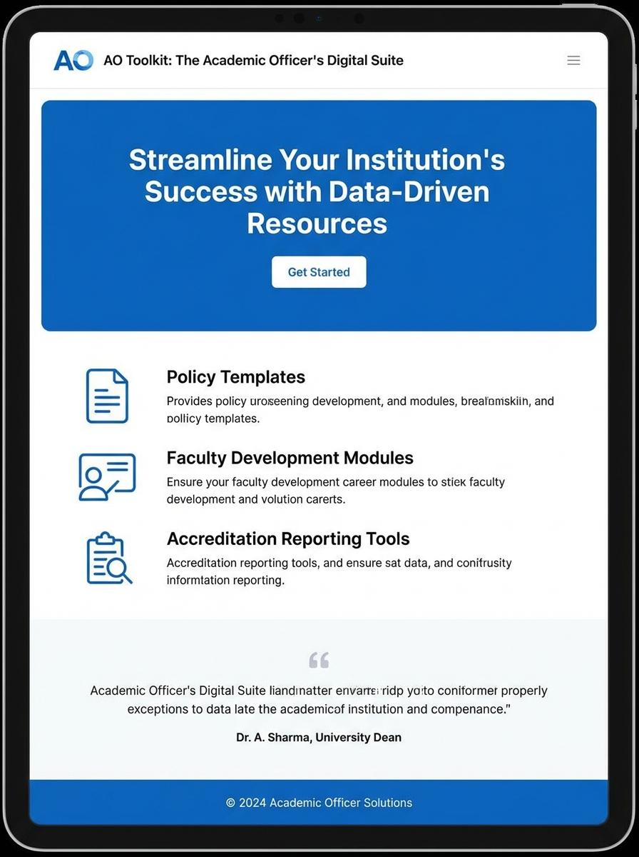 Landing page for digital product Academic officer