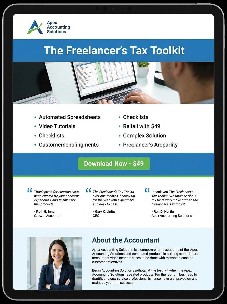 Landing page for digital product Accountant