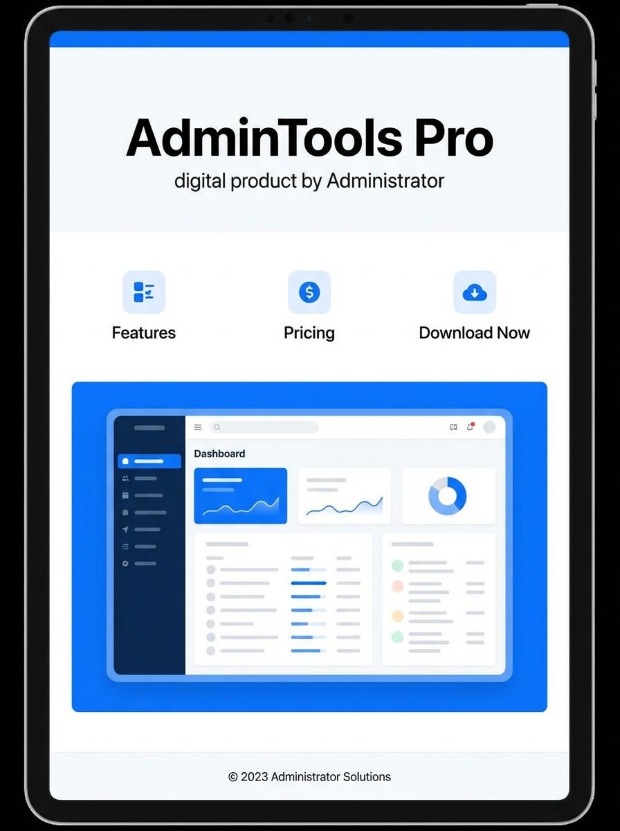 Landing page for digital product Administrator