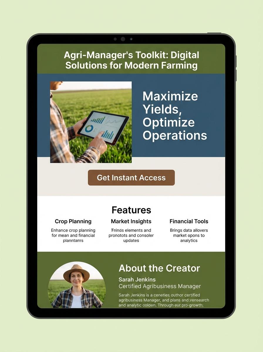 Landing page for digital product agribusiness manager