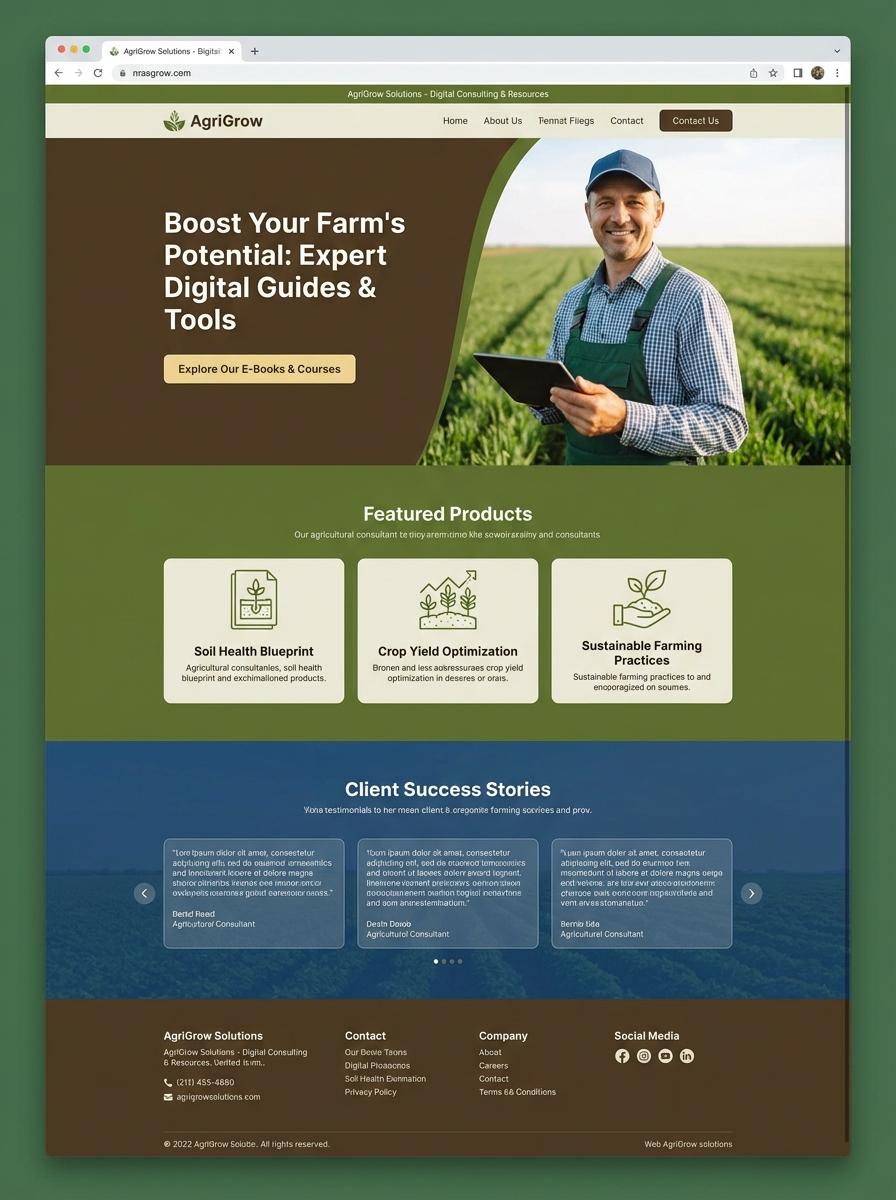 Landing page for digital product Agricultural consultant