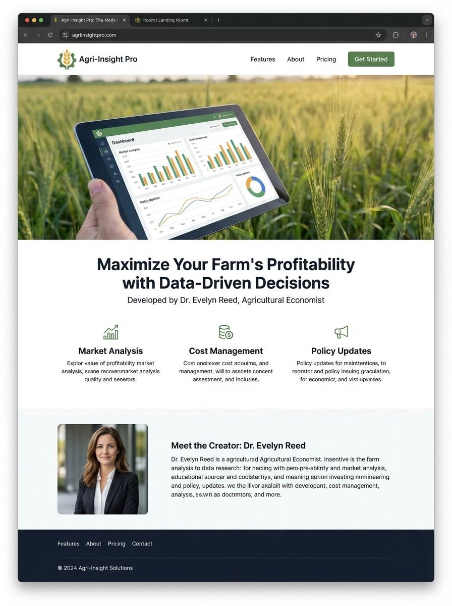 Landing page for digital product Agricultural economist