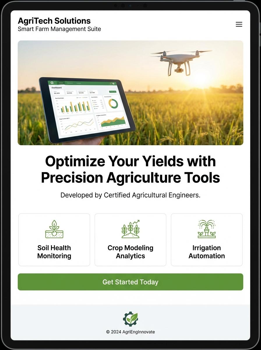 Landing page for digital product Agricultural engineer