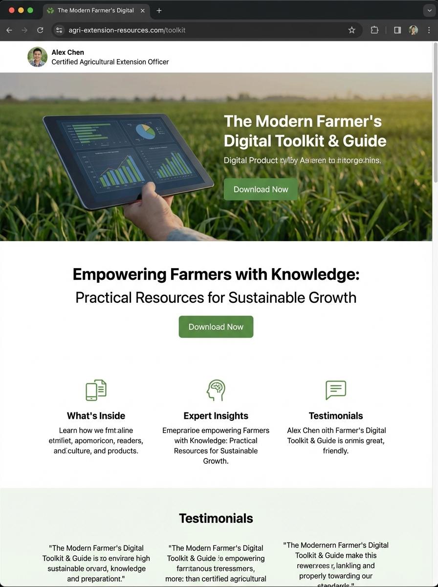 Landing page for digital product Agricultural extension officer