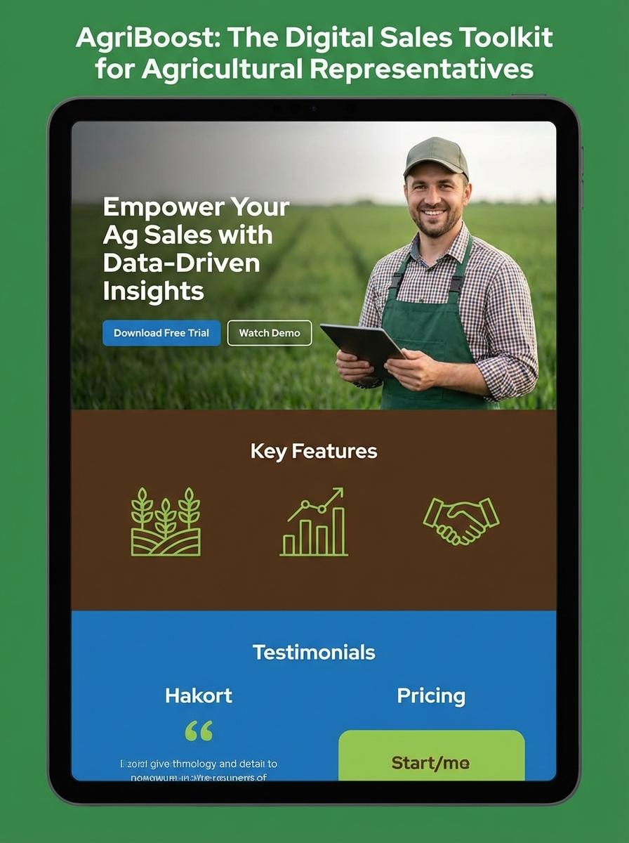 Landing page for digital product Agricultural sales representative