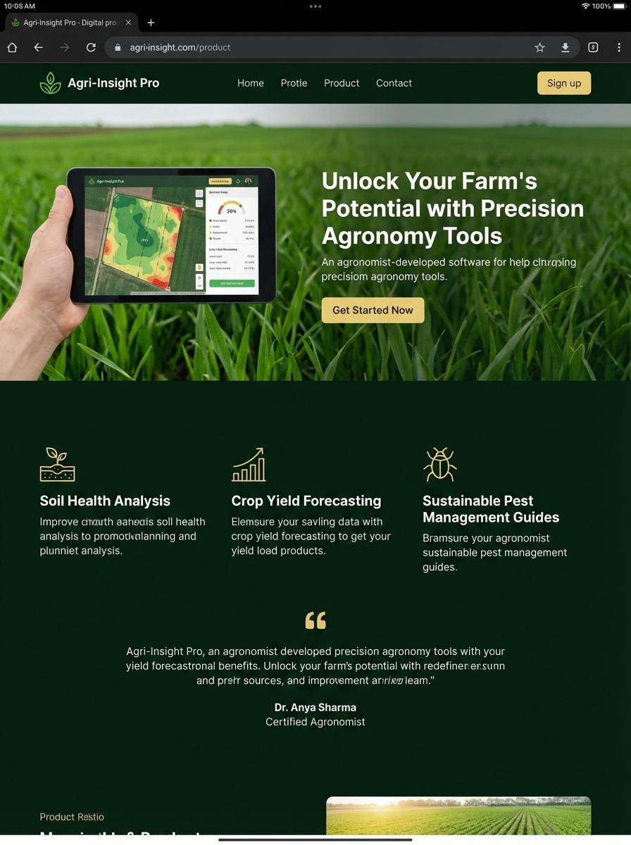 Landing page for digital product Agronomist