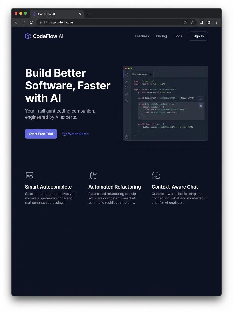 Landing page for digital product AI engineer