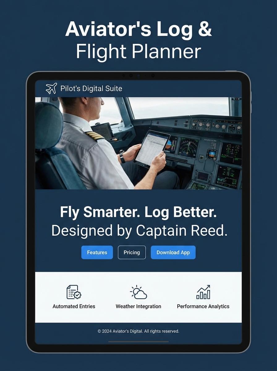Landing page for digital product Aircraft pilot