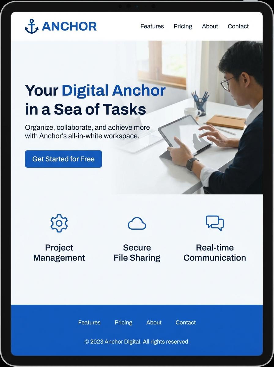 Landing page for digital product anchor