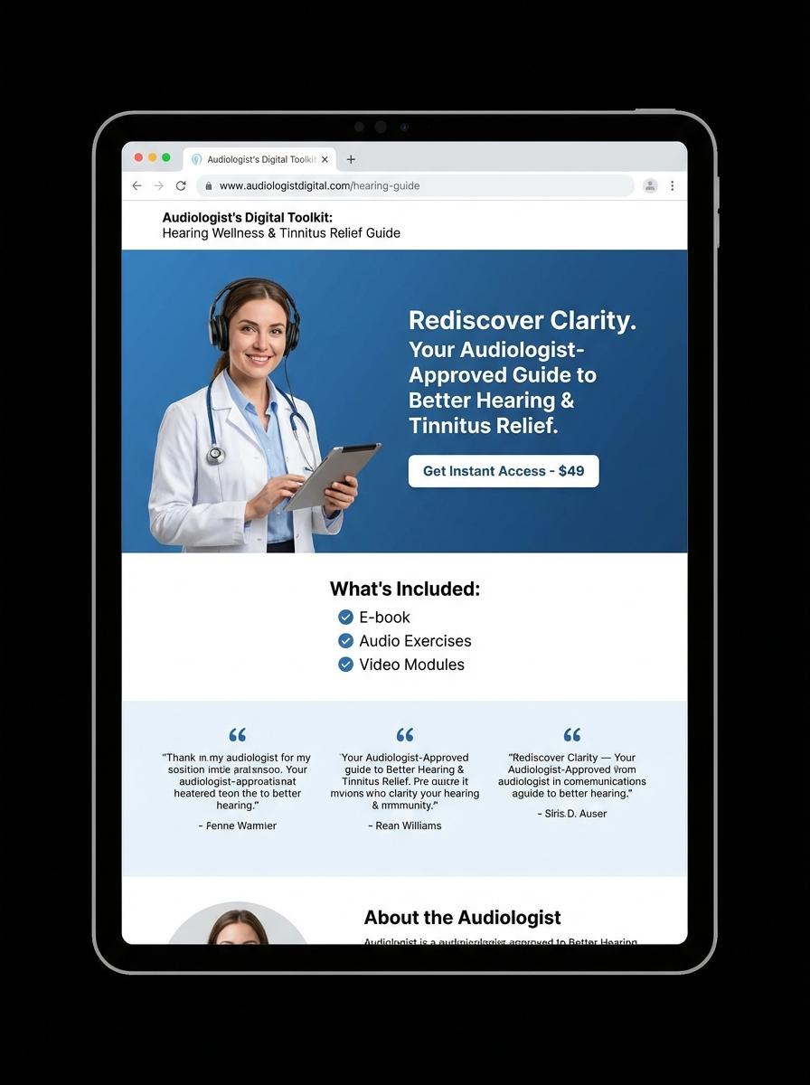 Landing page for digital product Audiologist