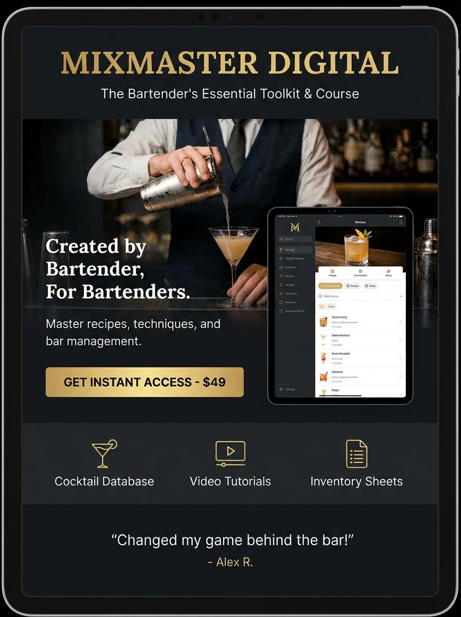 Landing page for digital product Bartender