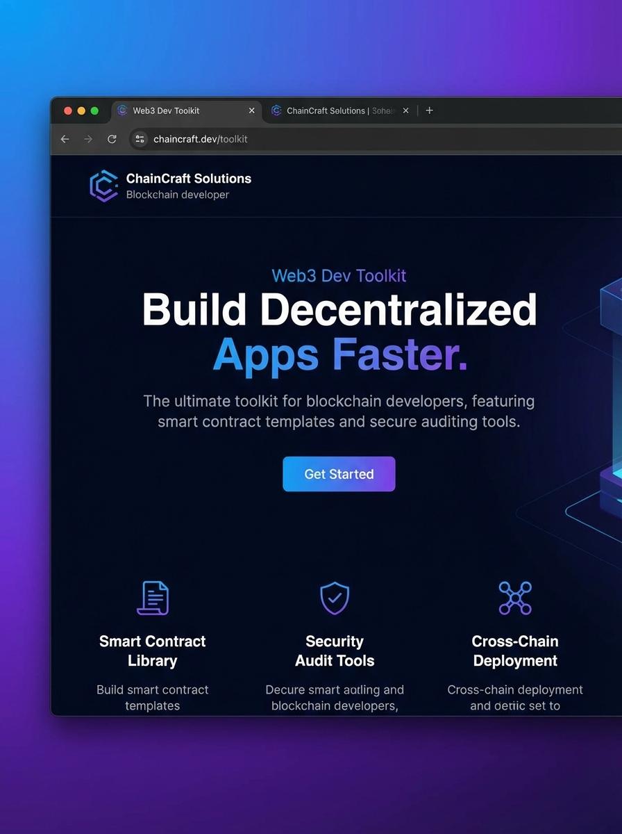 Landing page for digital product Blockchain developer
