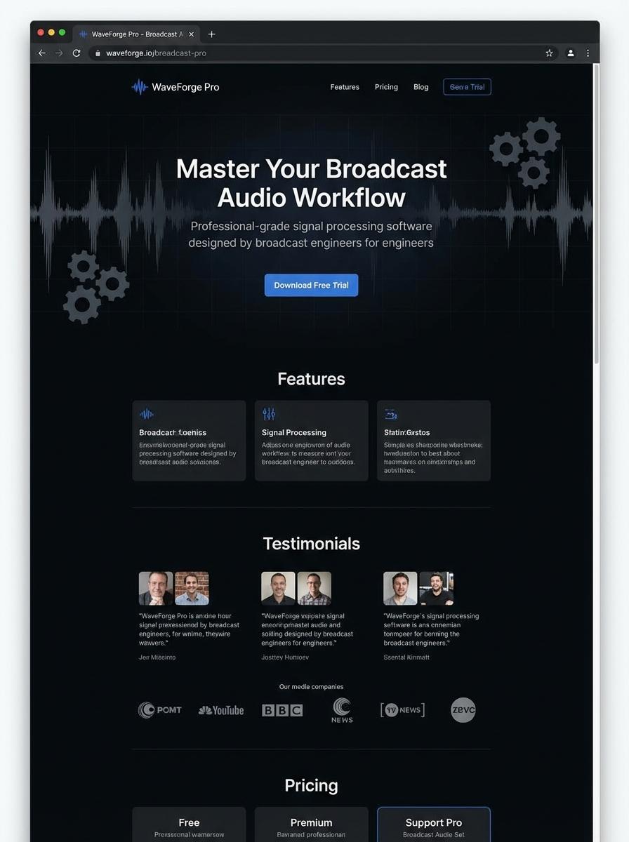 Landing page for digital product broadcast engineer