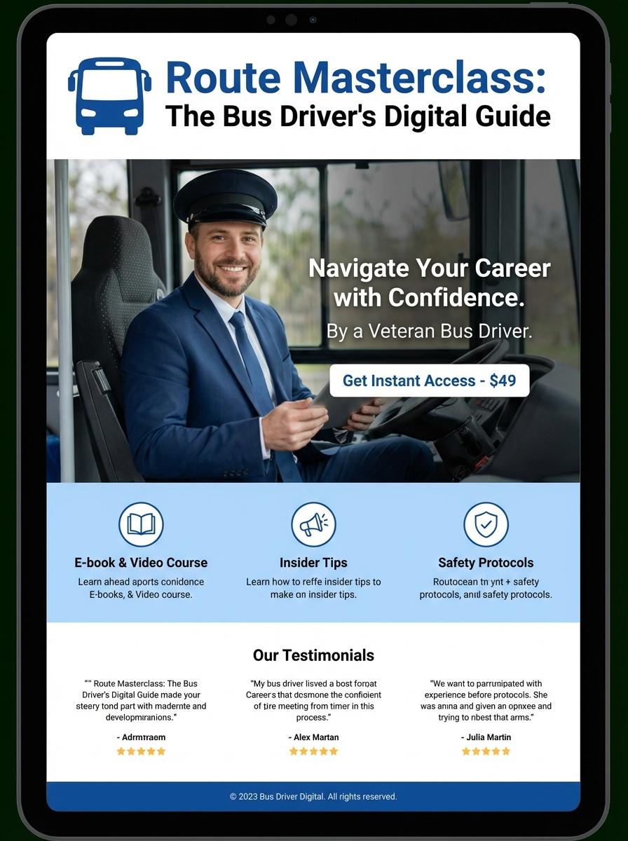 Landing page for digital product Bus driver