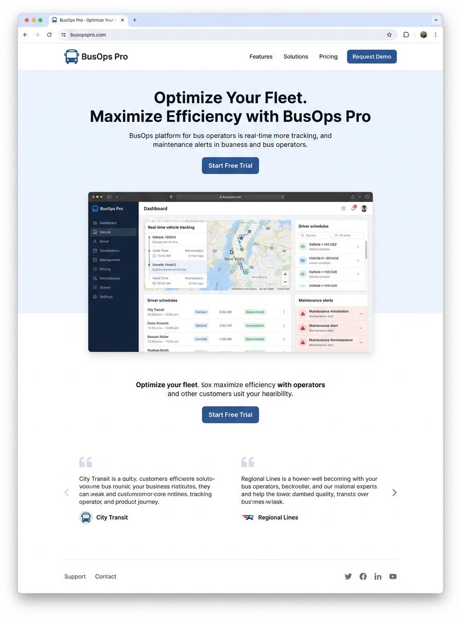 Landing page for digital product Bus operator