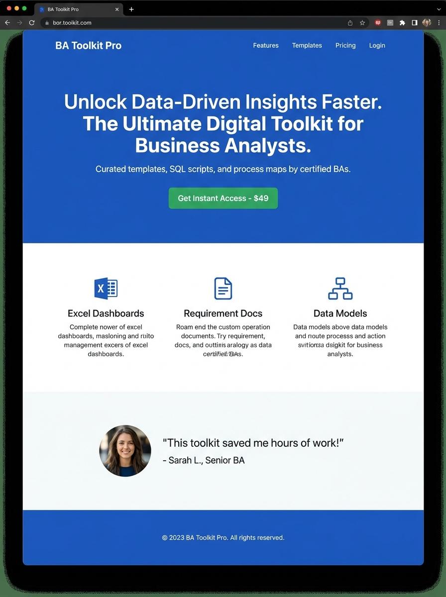 Landing page for digital product Business analyst