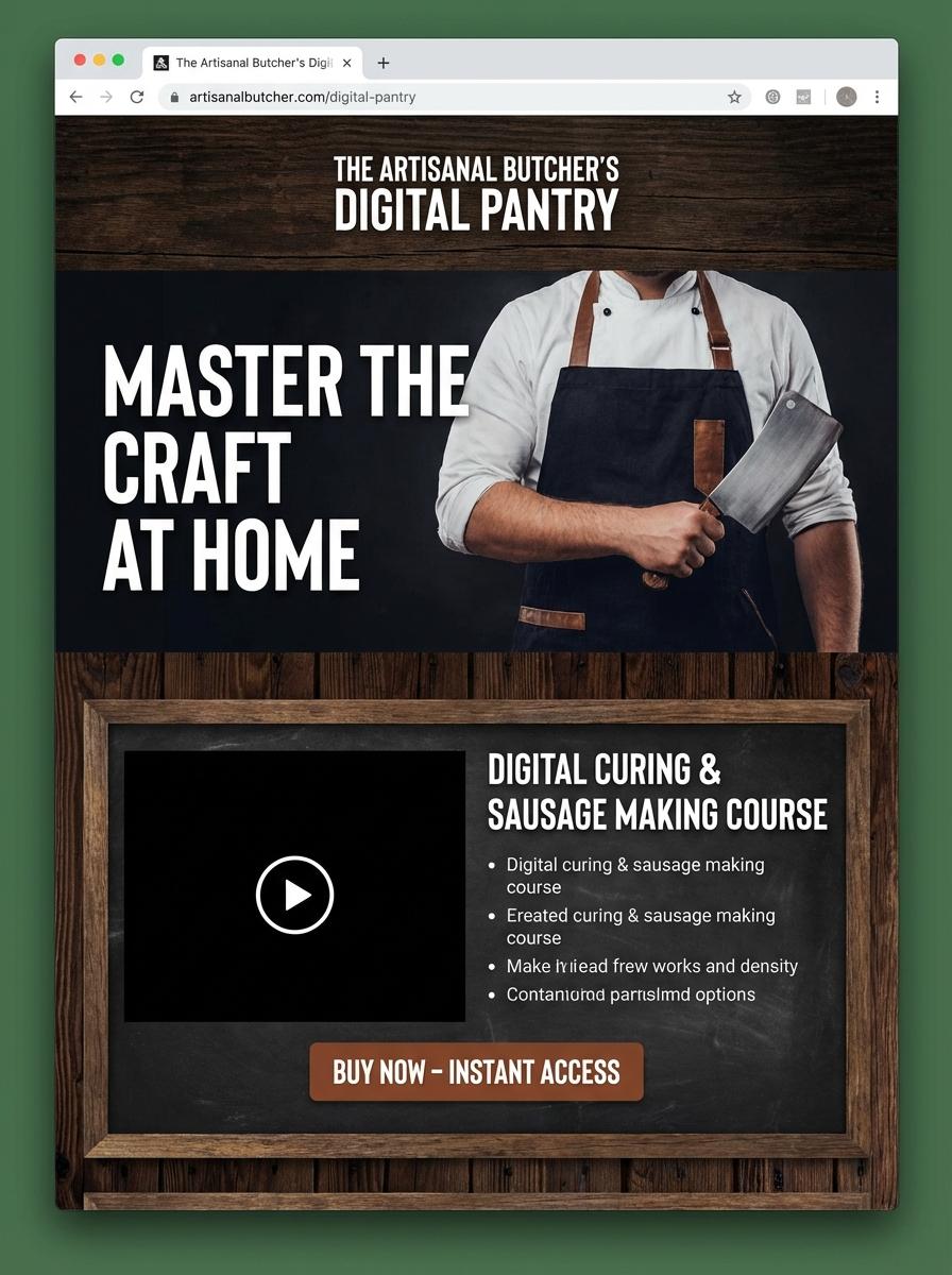 Landing page for digital product Butcher