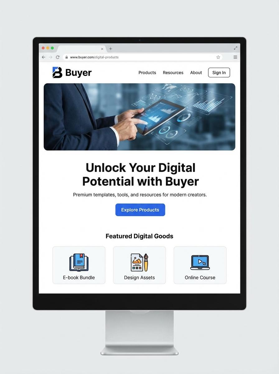 Landing page for digital product Buyer