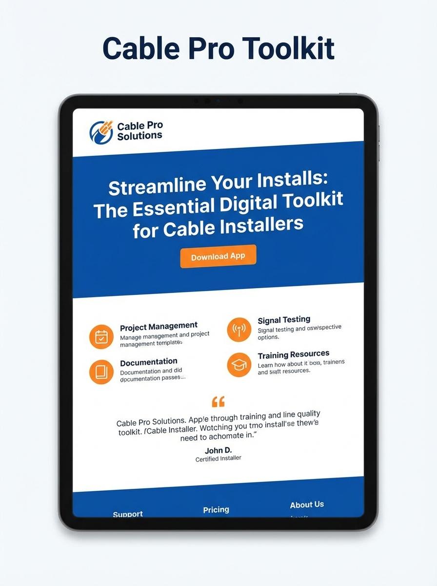Landing page for digital product Cable installer
