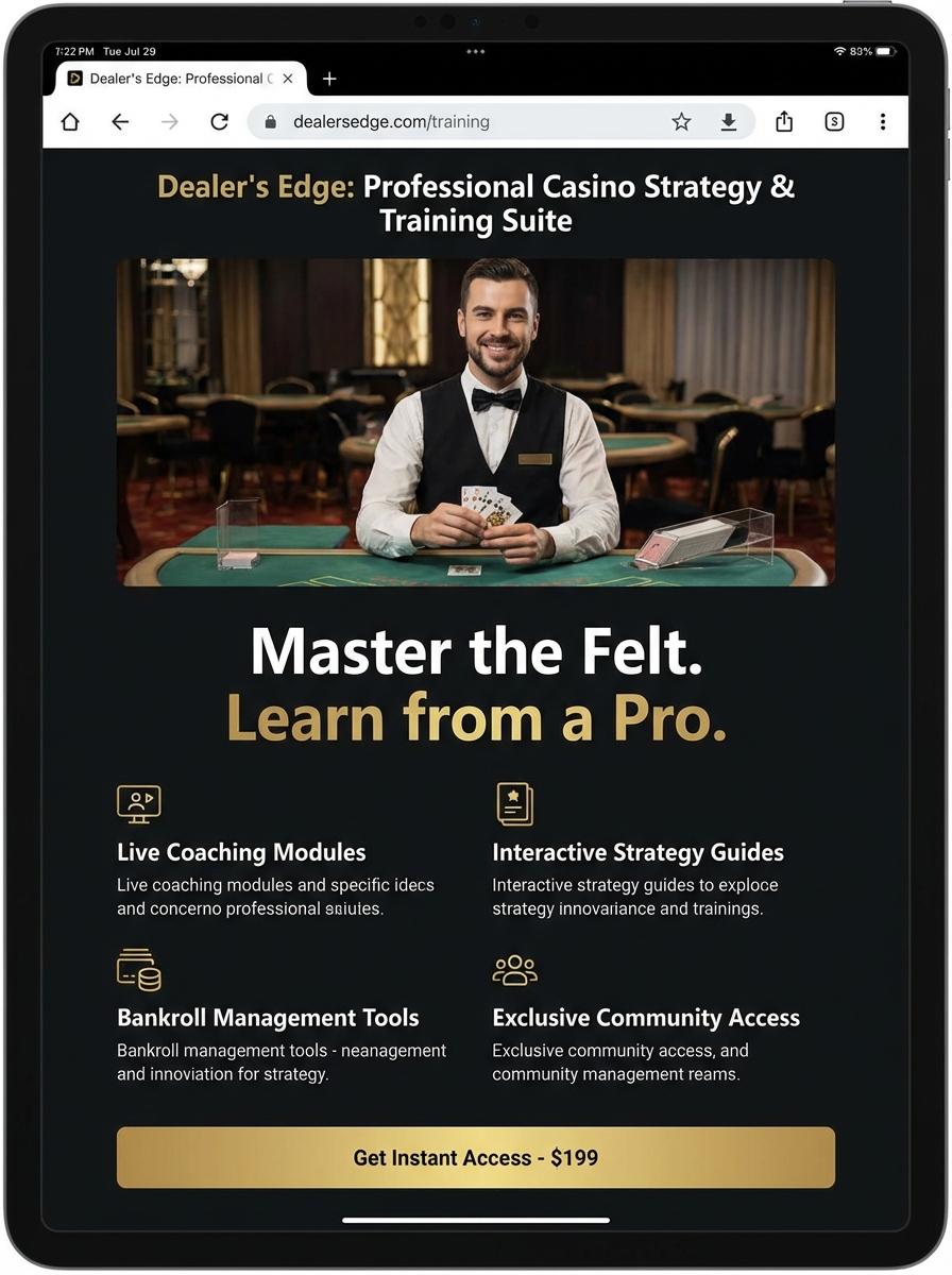 Landing page for digital product Casino dealer