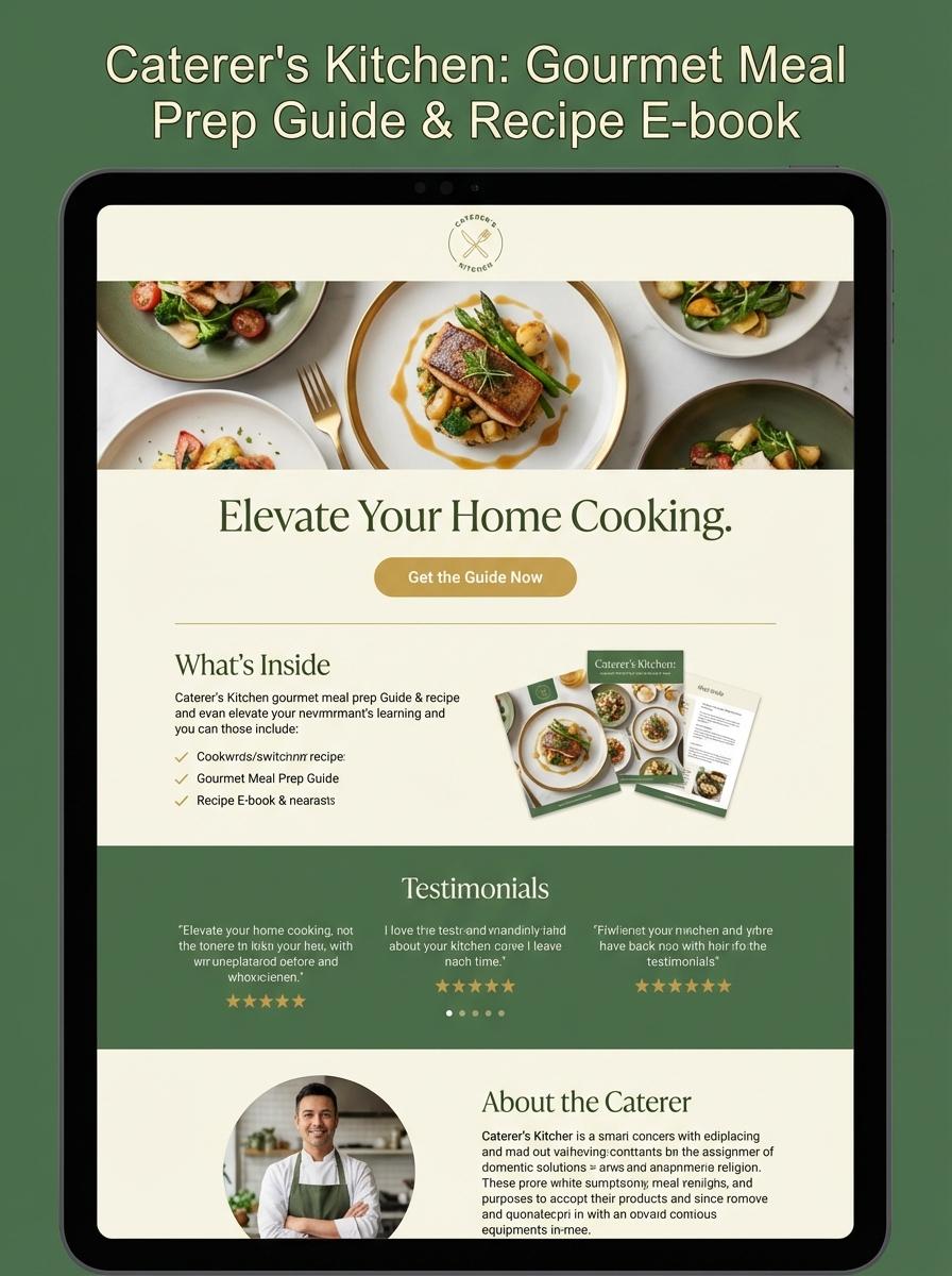Landing page for digital product Caterer