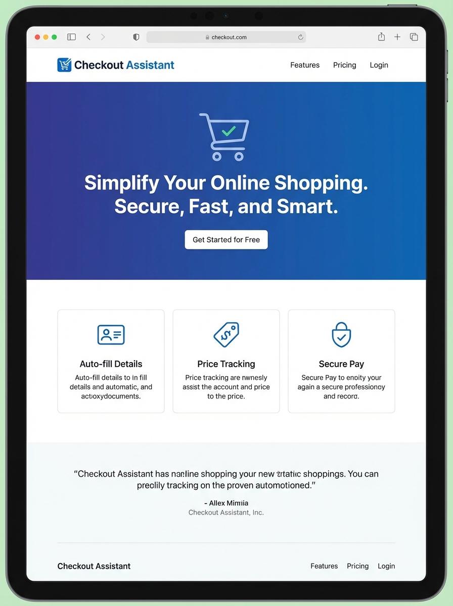 Landing page for digital product Checkout assistant