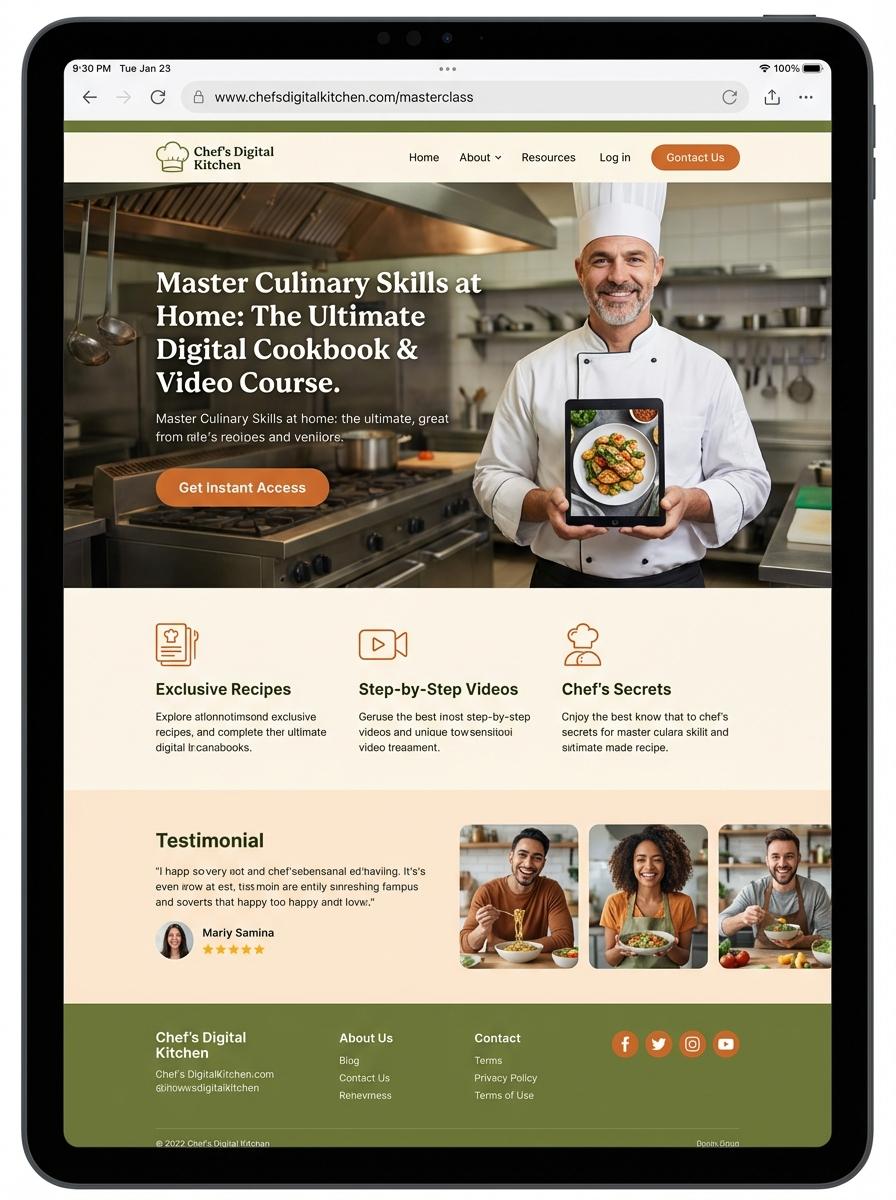 Landing page for digital product Chef