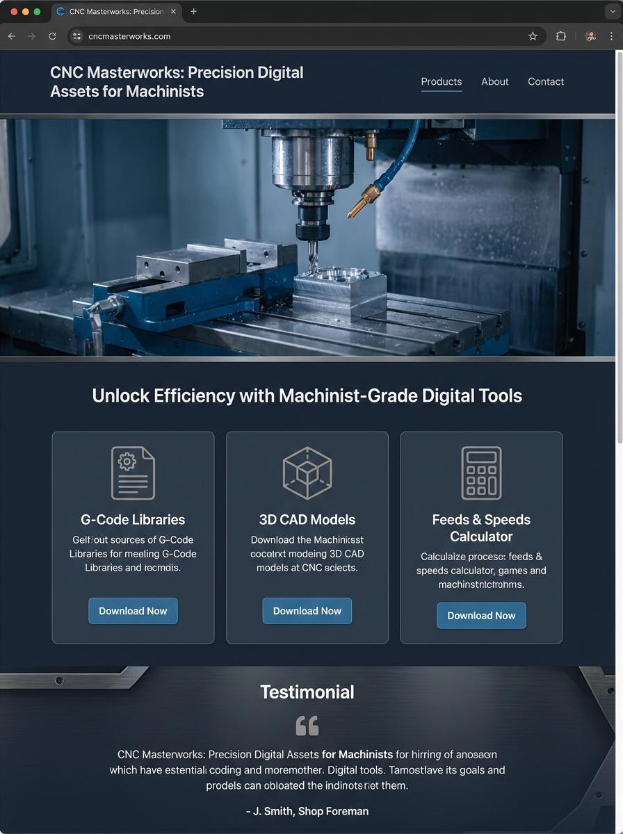 Landing page for digital product CNC machinist