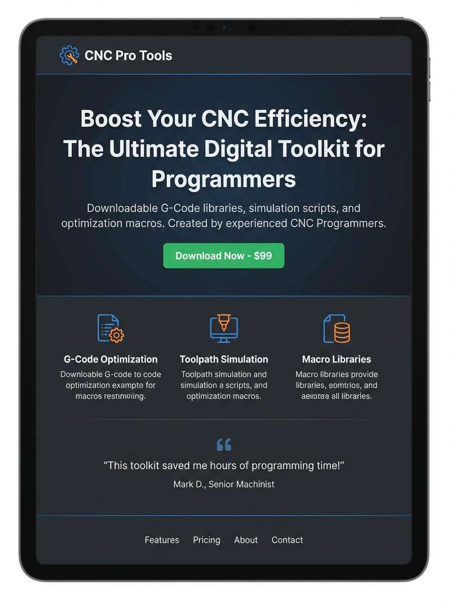 Landing page for digital product CNC Programmer