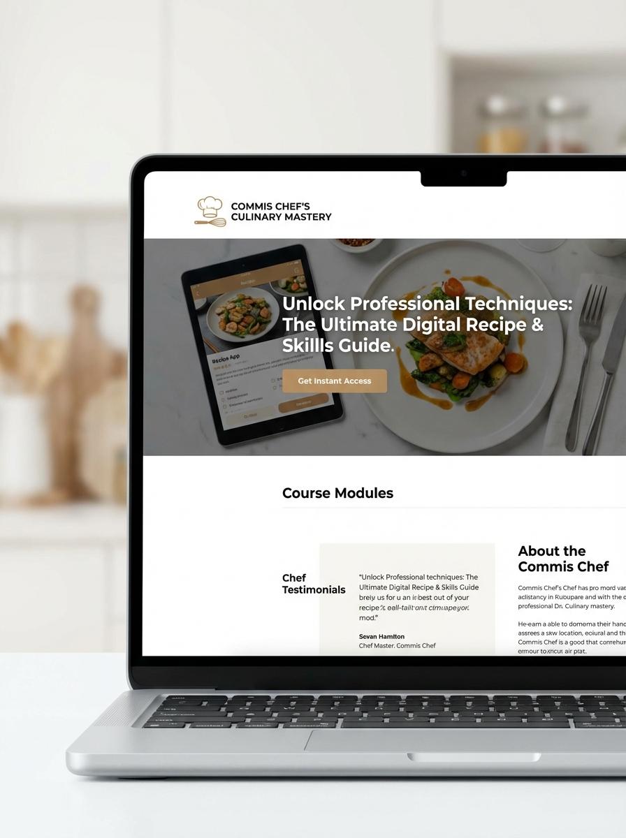 Landing page for digital product Commis chef