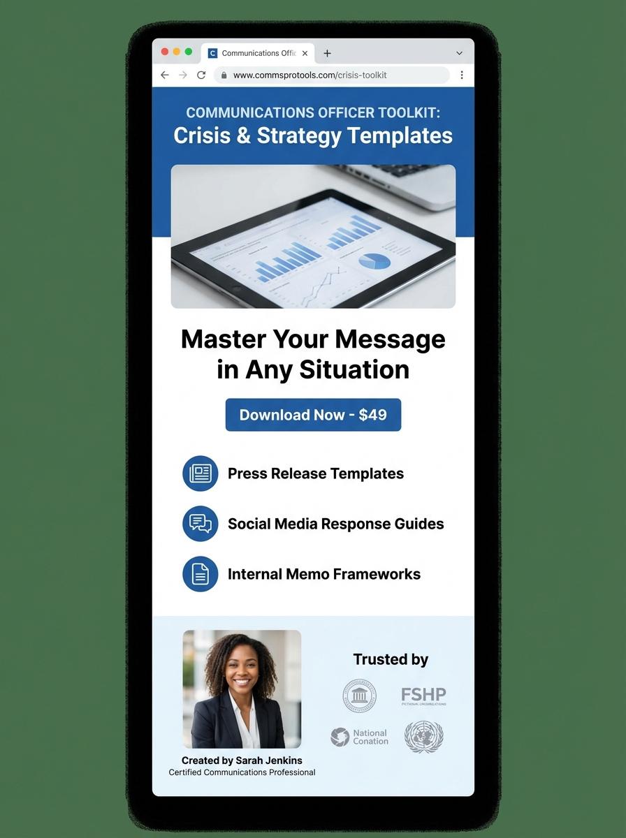 Landing page for digital product communications officer