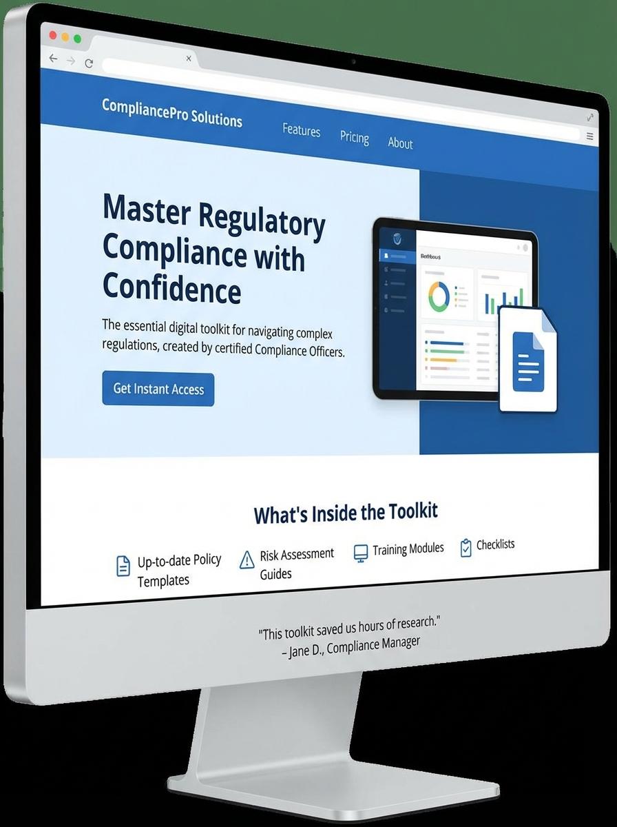 Landing page for digital product Compliance officer