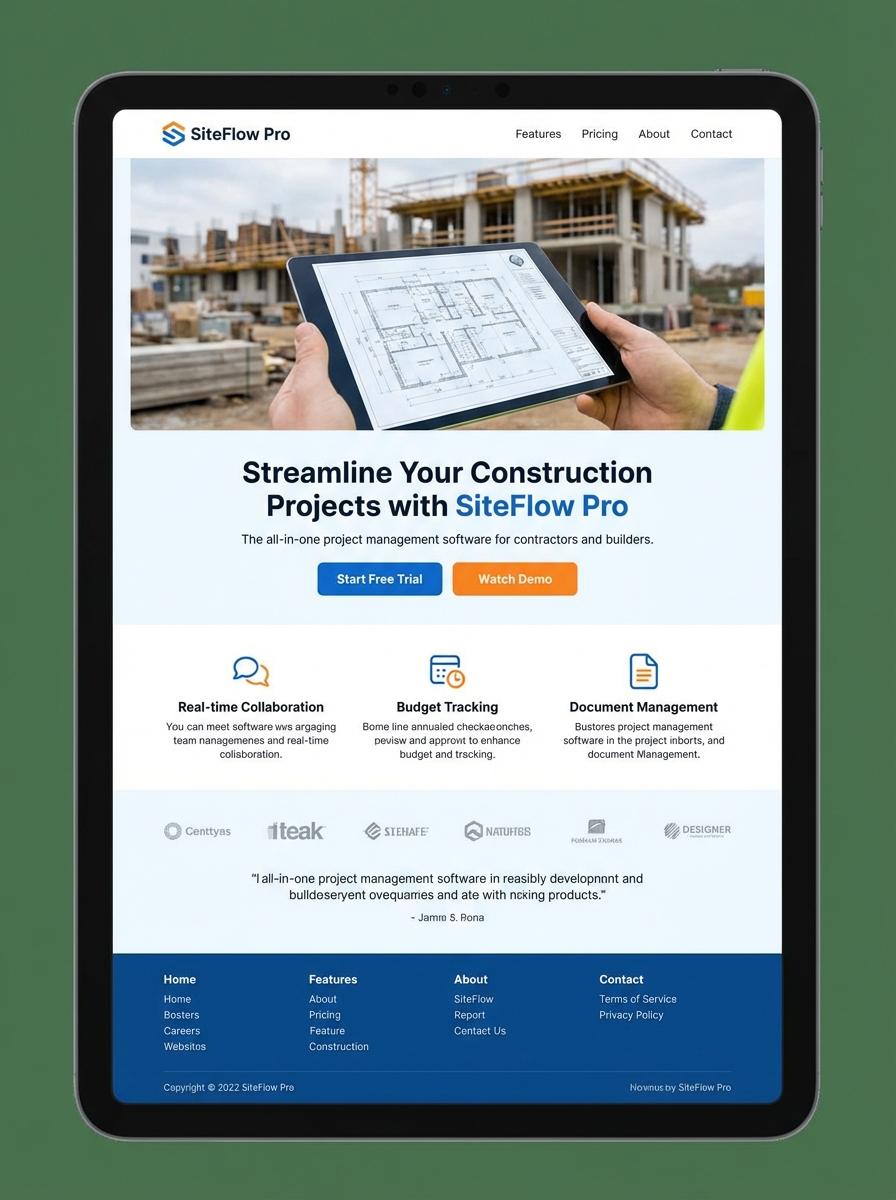 Landing page for digital product in Making Digital Products in Construction Industry