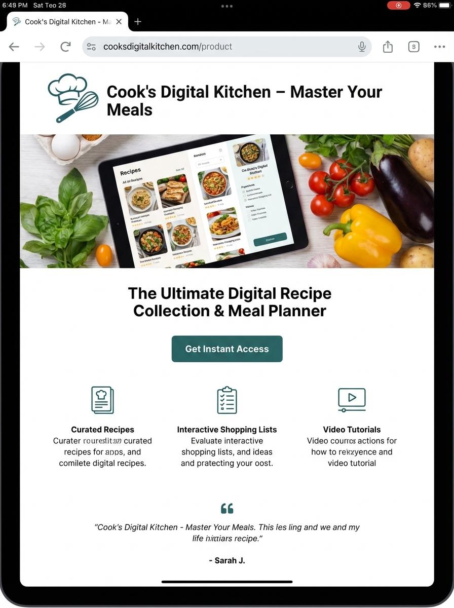 Landing page for digital product Cook