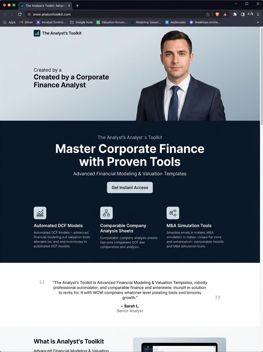 Landing page for digital product Corporate finance analyst