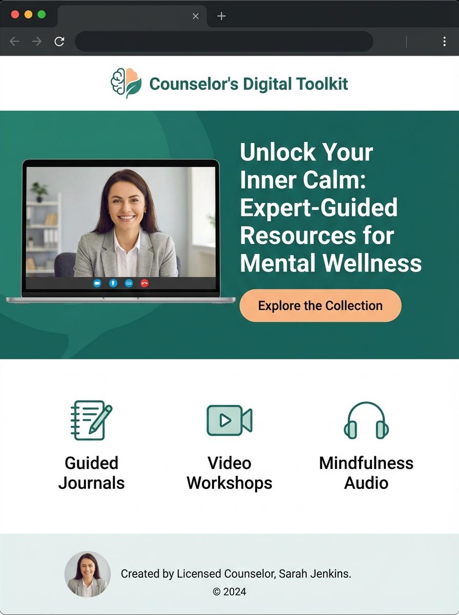 Landing page for digital product Counselor