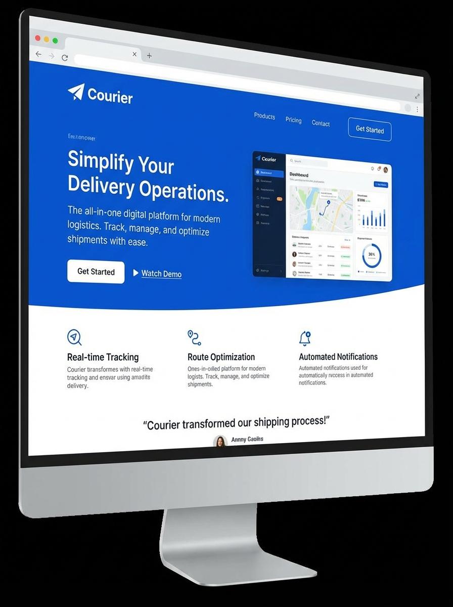 Landing page for digital product Courier