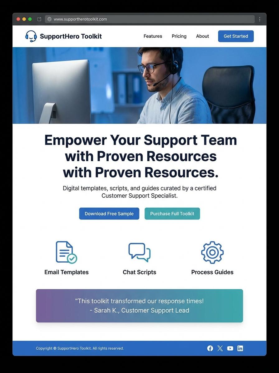 Landing page for digital product Customer support specialist