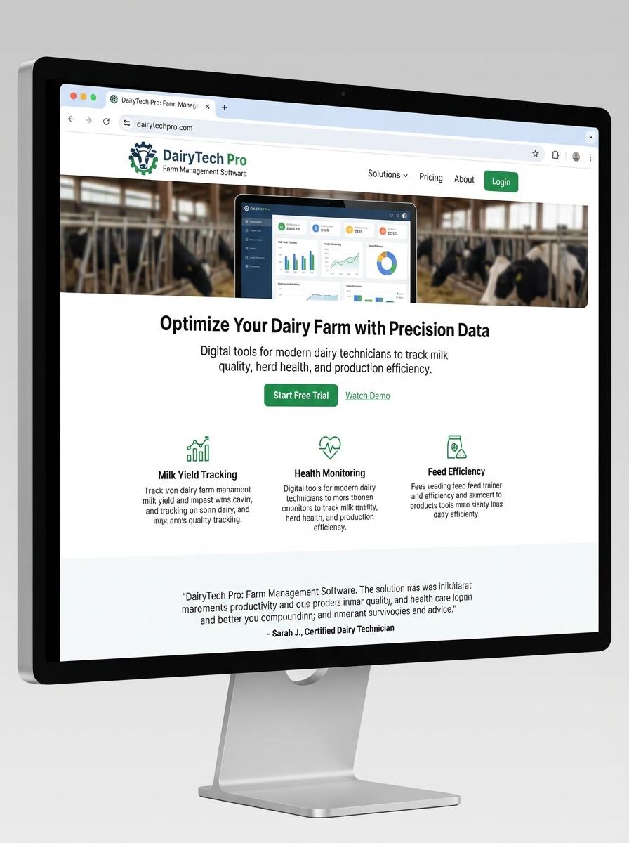 Landing page for digital product Dairy technician