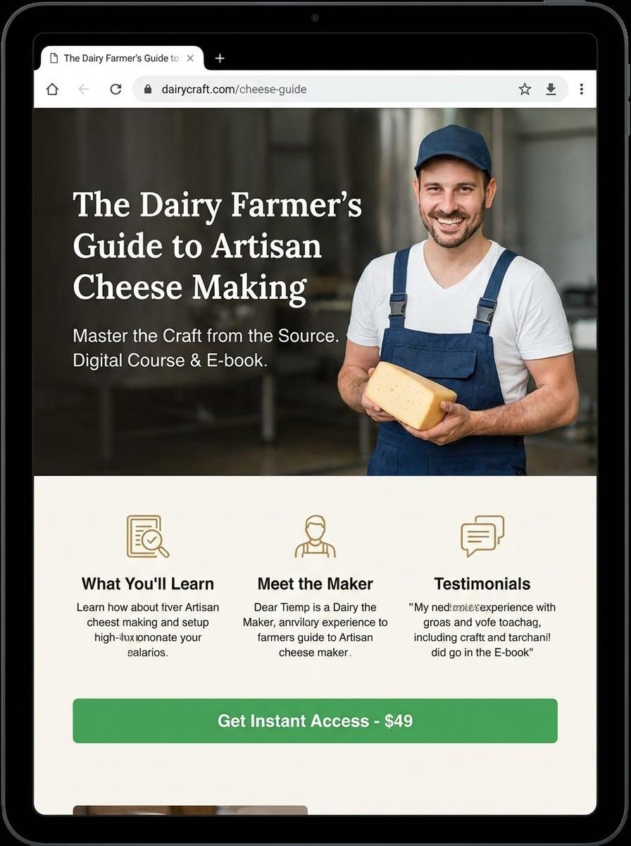 Landing page for digital product dairy worker