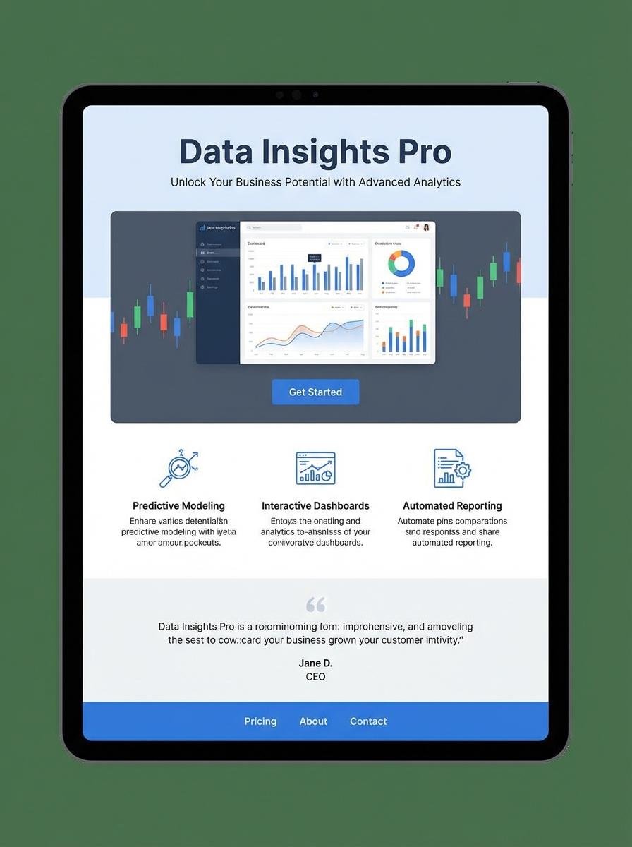 Landing page for digital product Data Analyst