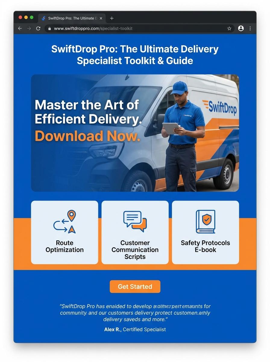 Landing page for digital product Delivery specialist