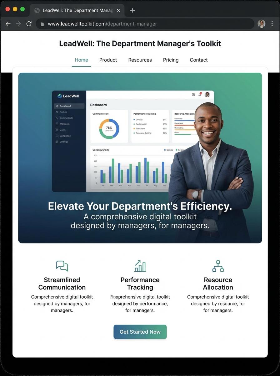 Landing page for digital product Department manager