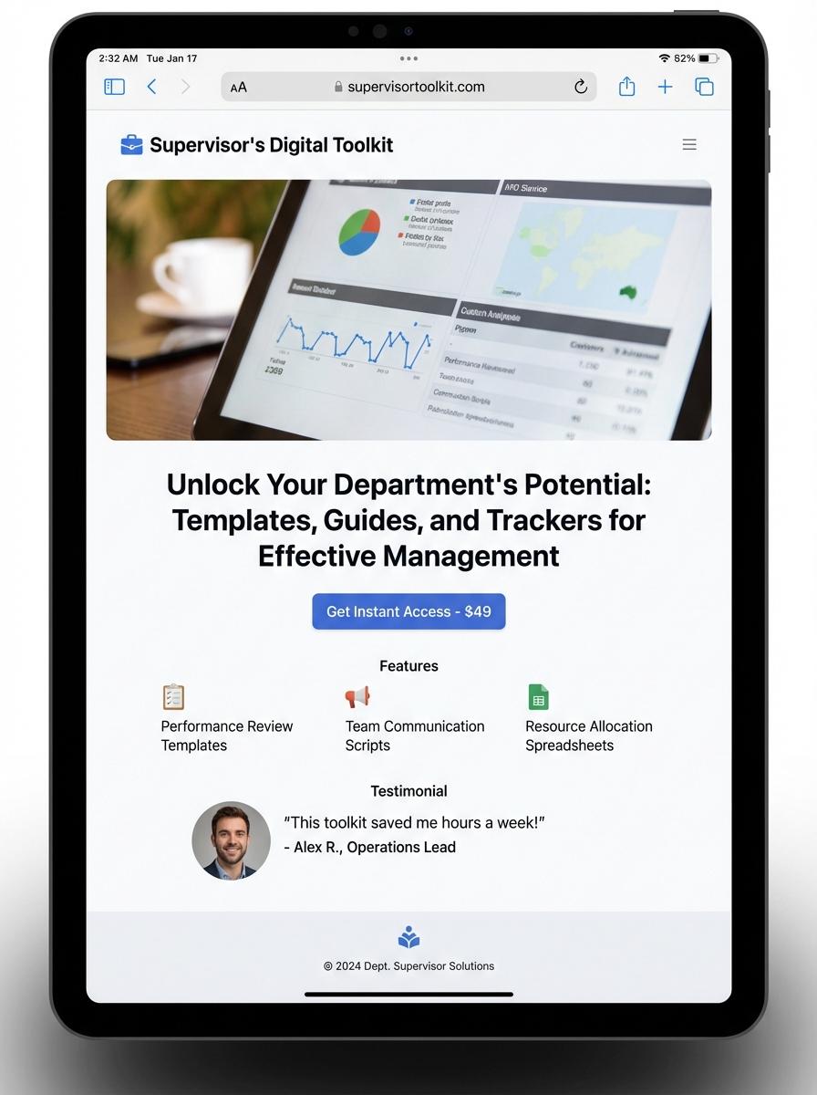 Landing page for digital product Department supervisor