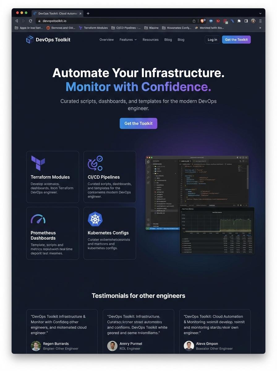 Landing page for digital product DevOps engineer