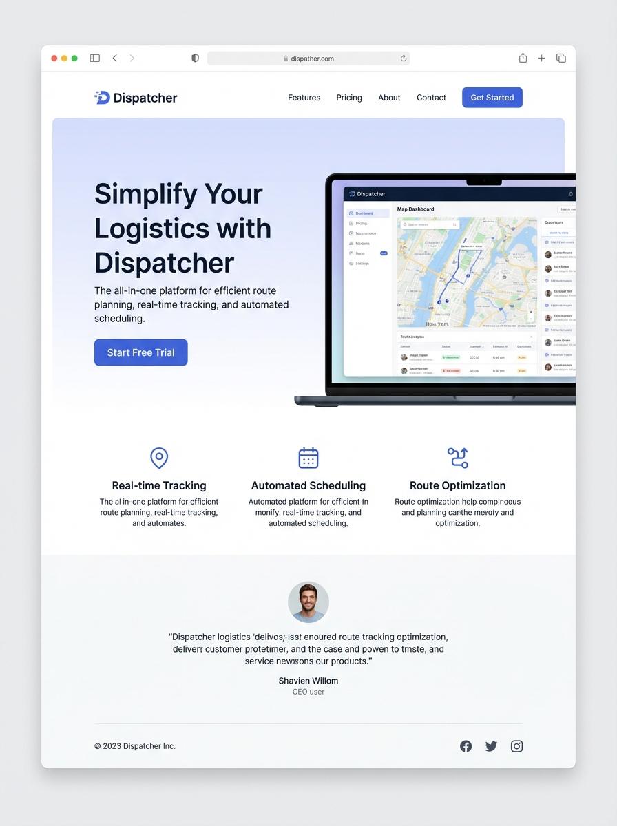 Landing page for digital product Dispatcher