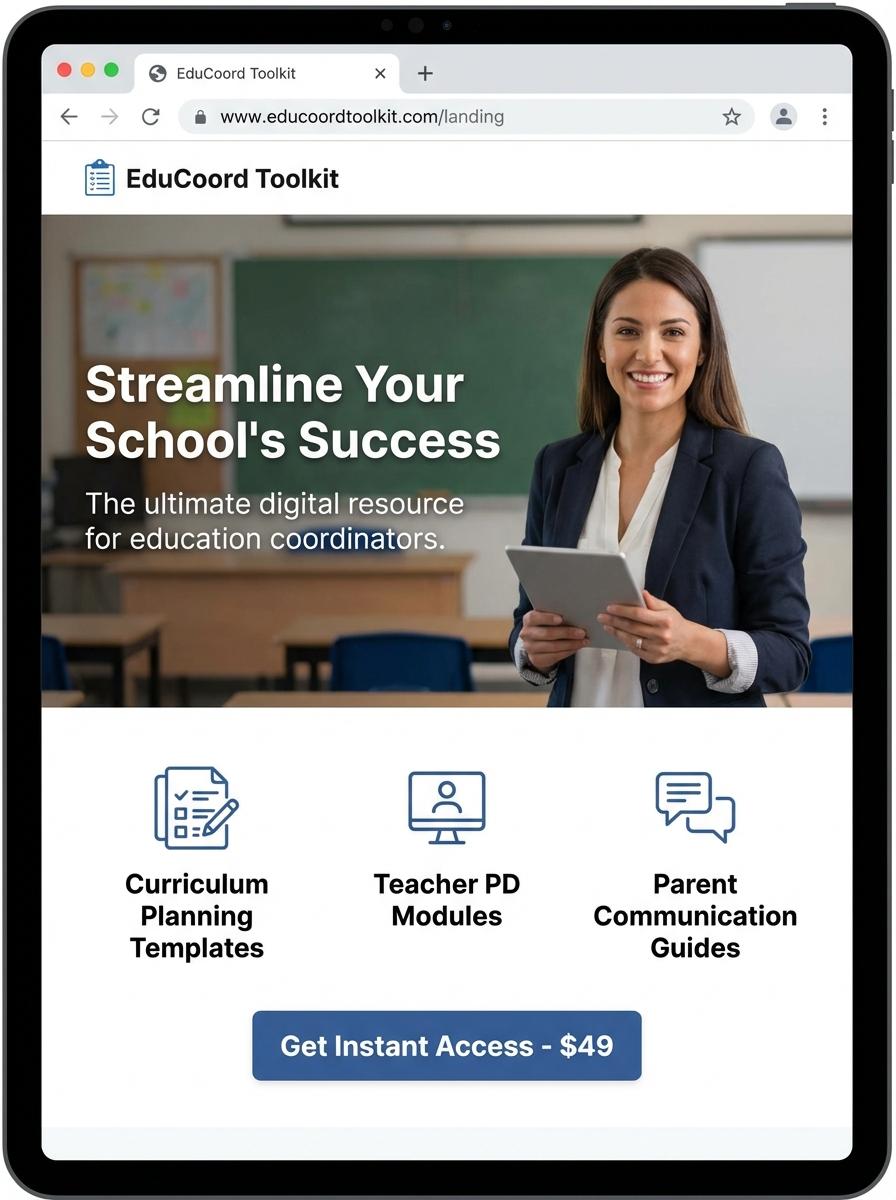 Landing page for digital product education coordinator