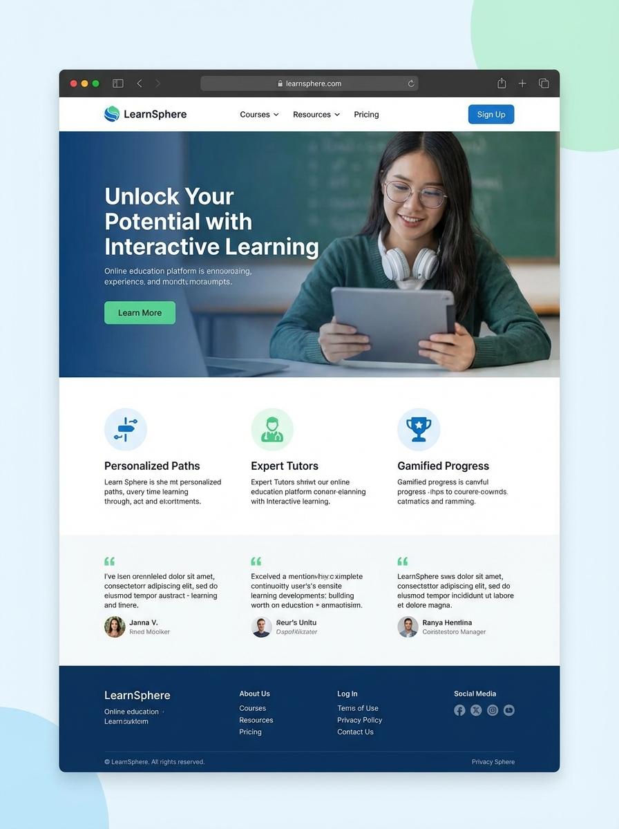 Landing page for digital product in Making Digital Products in Education Industry