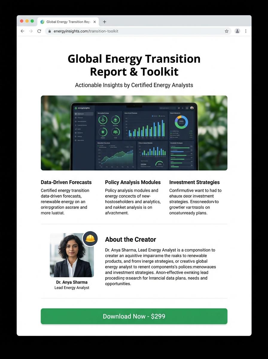 Landing page for digital product Energy analyst
